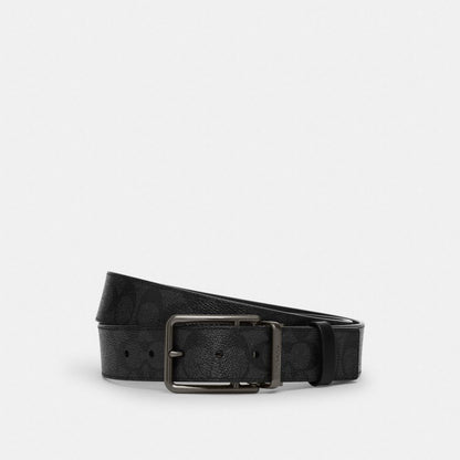 Double Bar Buckle Cut To Size Reversible Belt, 38 Mm Gunmetal-Charcoal-Black Gunmetal-Charcoal-Black