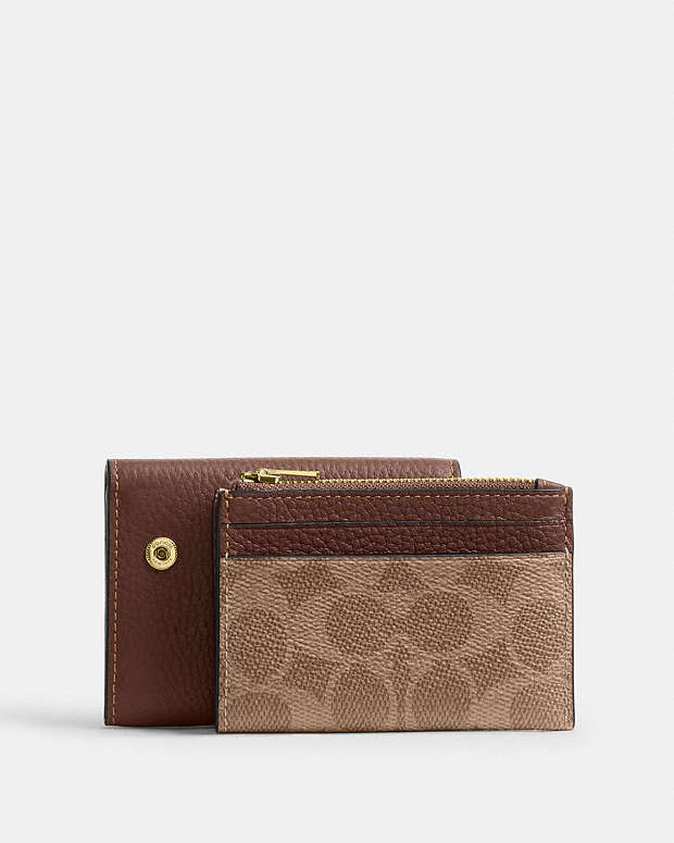 Card Holder Wallet In Signature Canvas Signature Canvas-Gold-Tan-Brown Signature Canvas-Gold-Tan-Brown