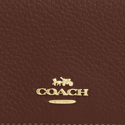 Coach Card Holder Wallet In Signature Canvas Gold Tan Brown
