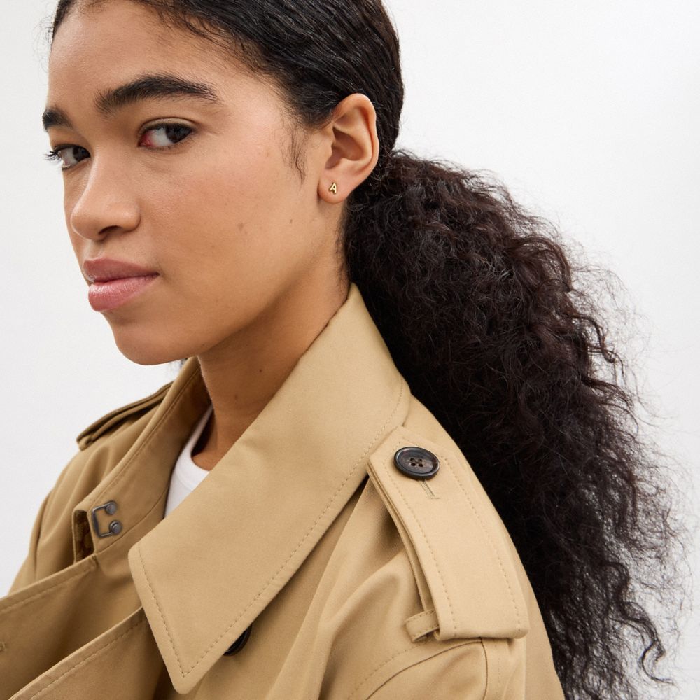 Coach A Initial Stud Earrings Set Gold Red