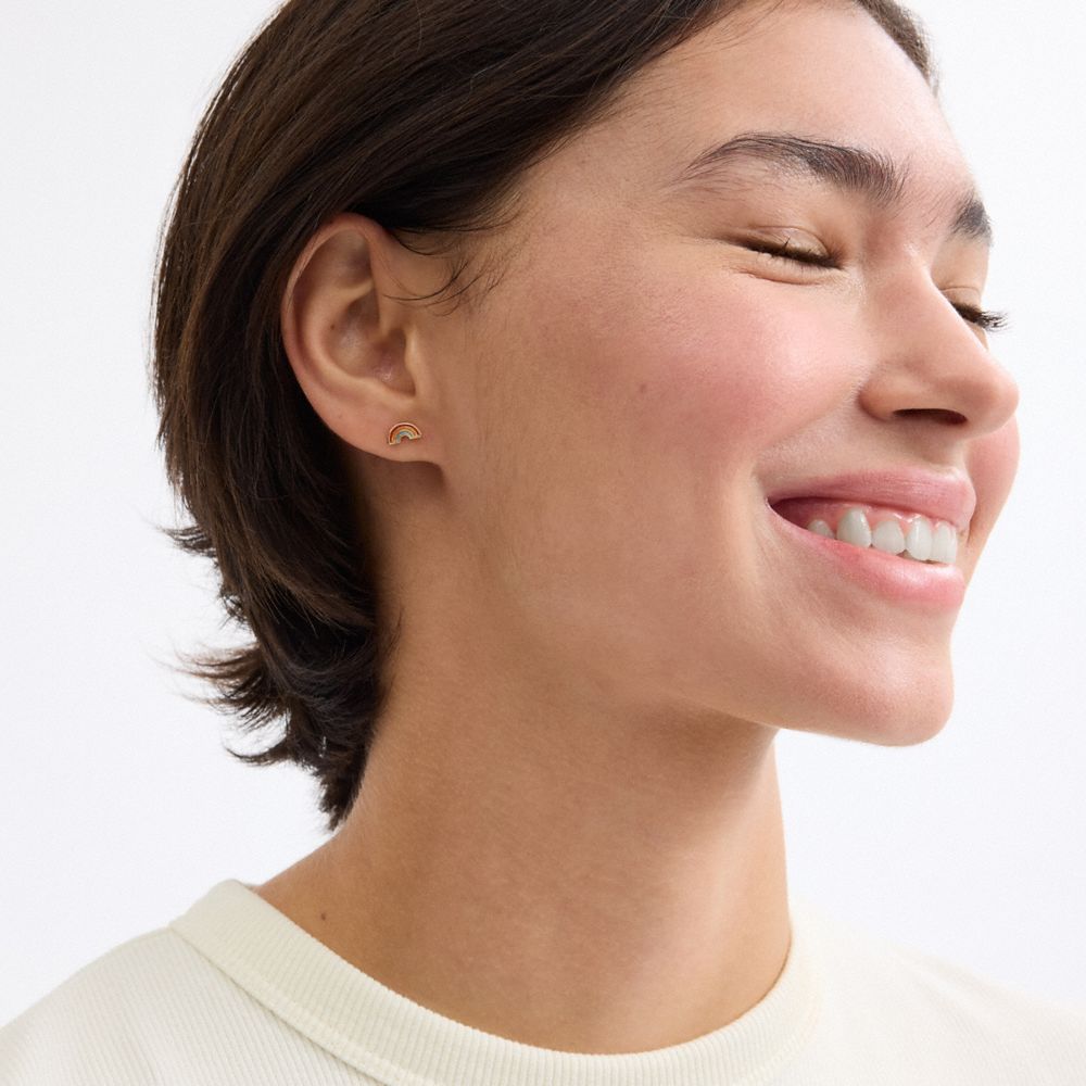 Coach B Initial Stud Earrings Set Gold Multi