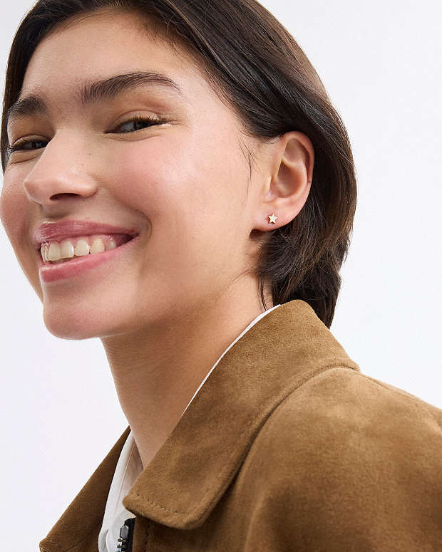J Initial Stud Earrings Set Gold-White Gold-White