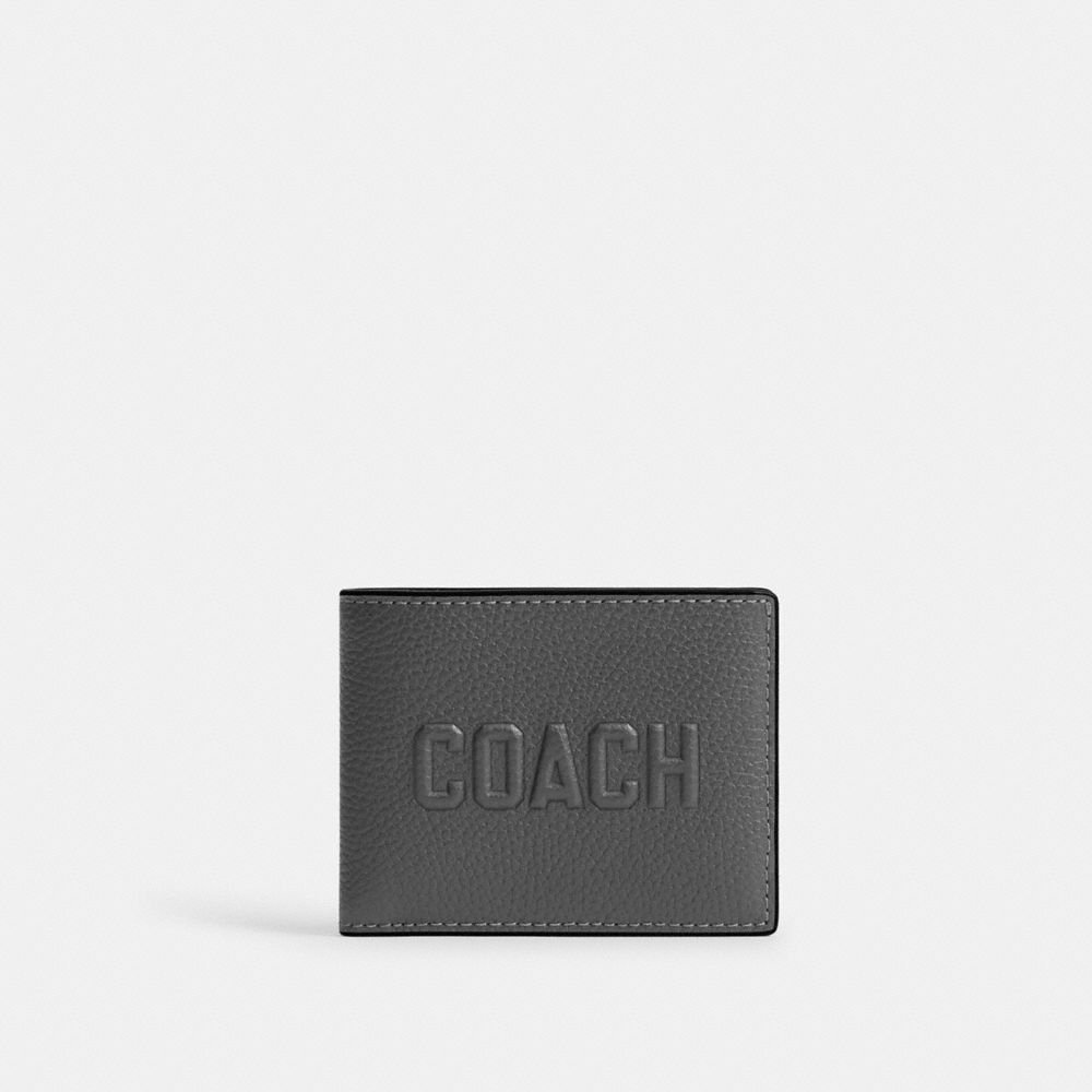Coach Slim Billfold Wallet With Coach Graphic Charcoal