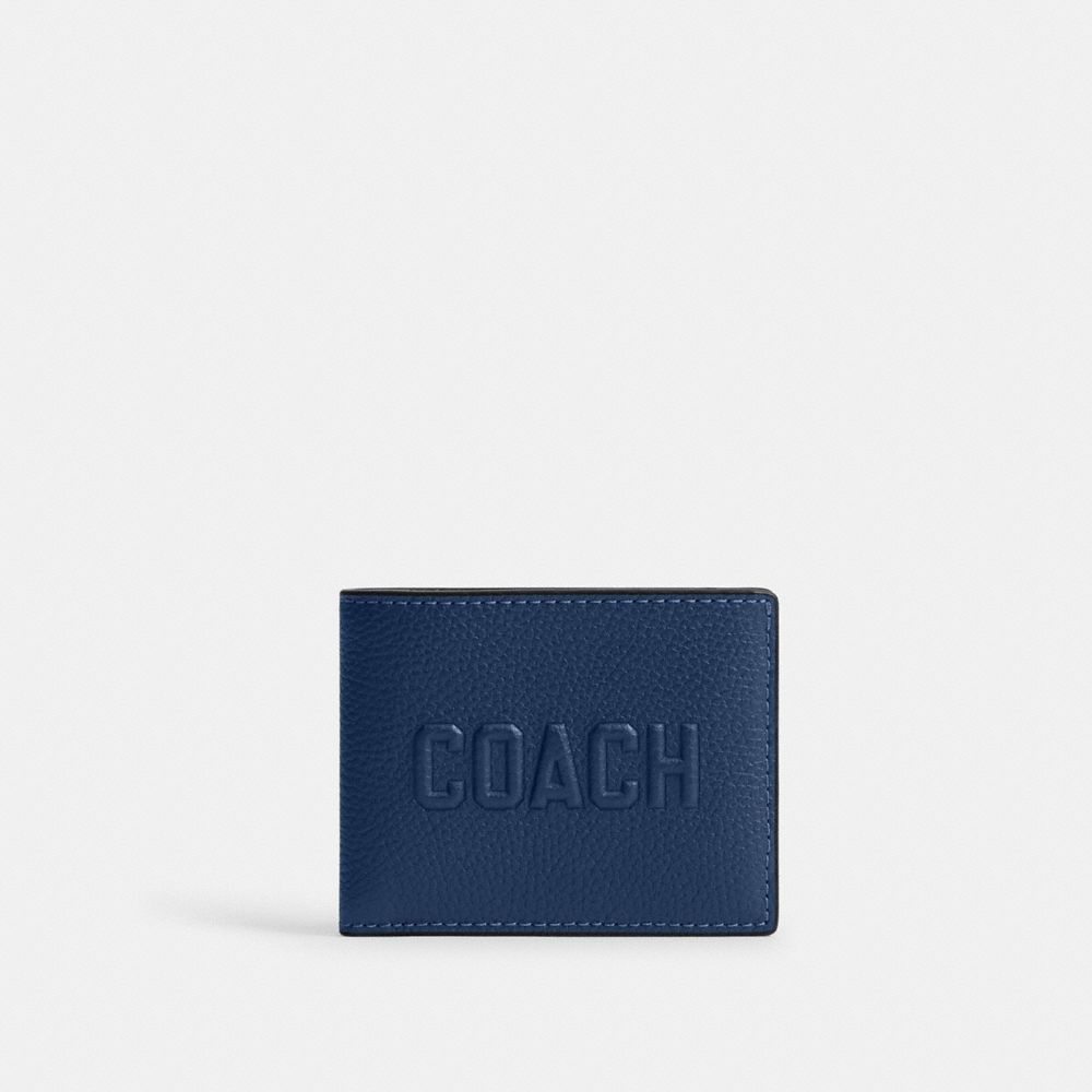 Coach Slim Billfold Wallet With Coach Graphic Deep Blue