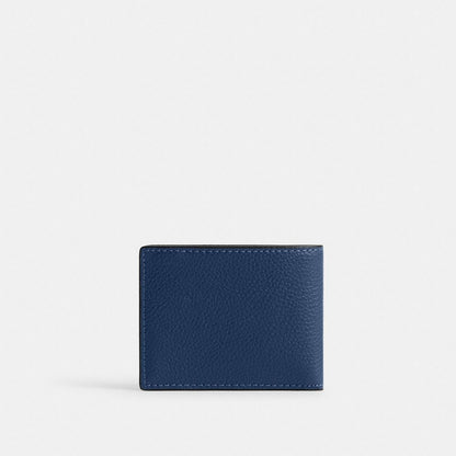 Coach Slim Billfold Wallet With Coach Graphic Deep Blue