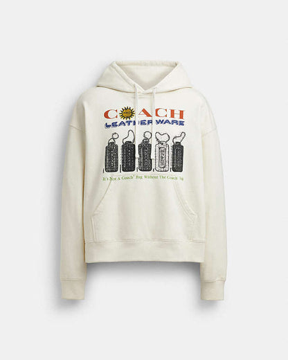 Relaxed Collage Hoodie In Organic Cotton Cream Multi Cream Multi