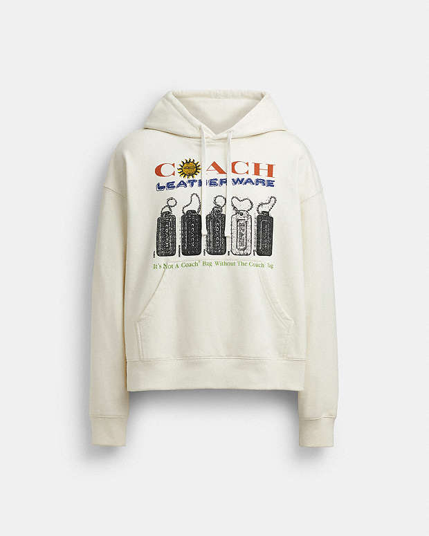 Relaxed Collage Hoodie In Organic Cotton Cream Multi Cream Multi