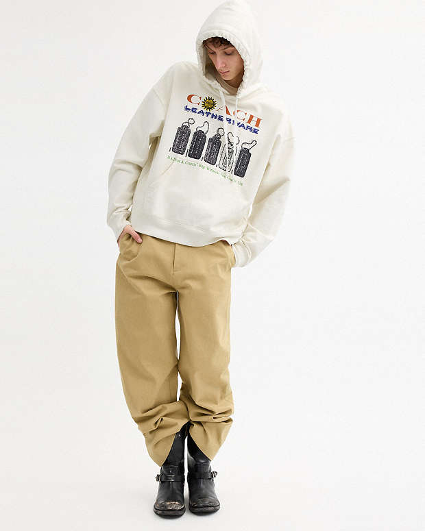 Relaxed Collage Hoodie In Organic Cotton Cream Multi Cream Multi