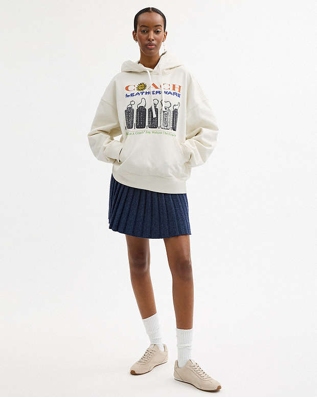 Relaxed Collage Hoodie In Organic Cotton Cream Multi Cream Multi