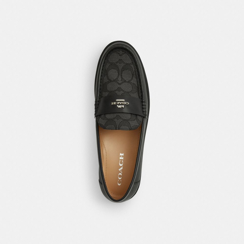 Coach Janie Loafer In Signature Jacquard Black Charcoal