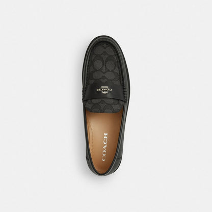 Coach Janie Loafer In Signature Jacquard Black Charcoal