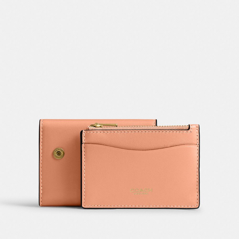 Coach Essential Card Holder Wallet Brass Peach