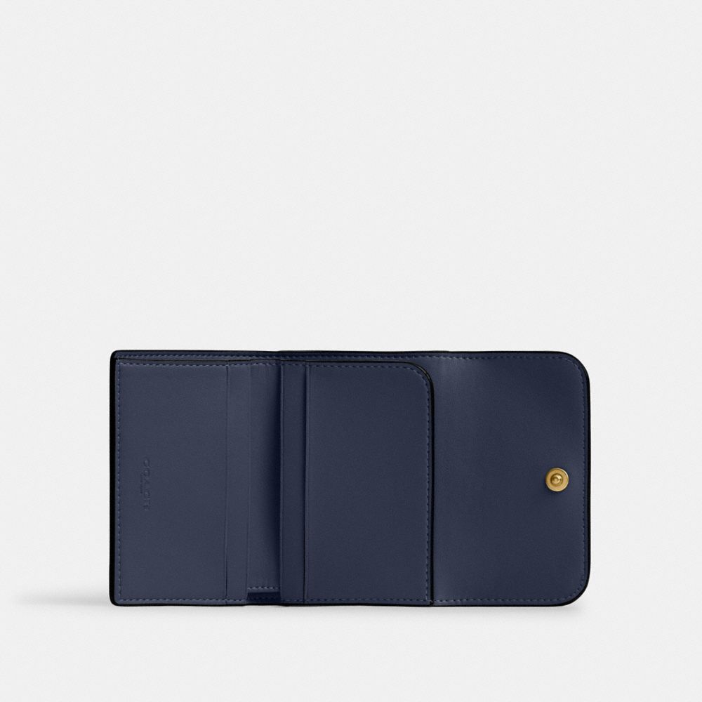 Coach Essential Card Holder Wallet Brass Navy