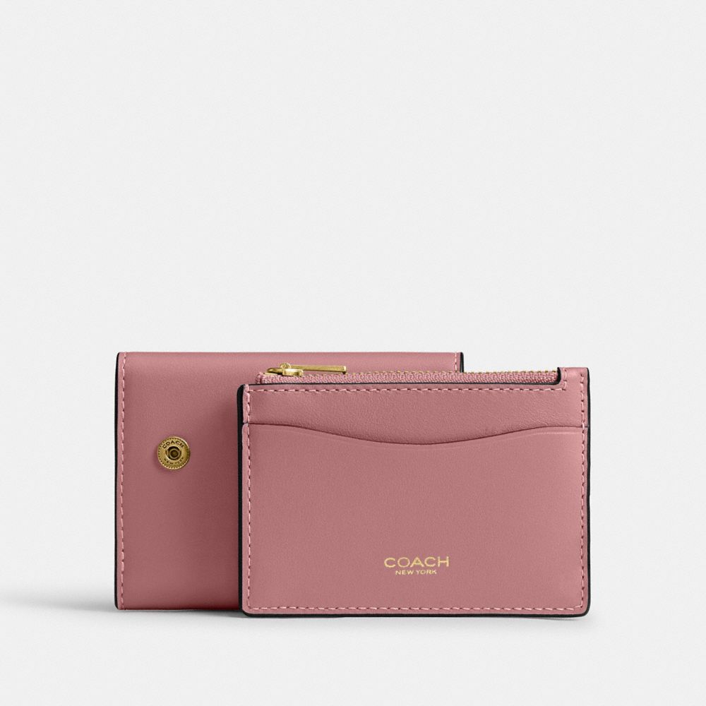 Coach Essential Card Holder Wallet Brass Peony