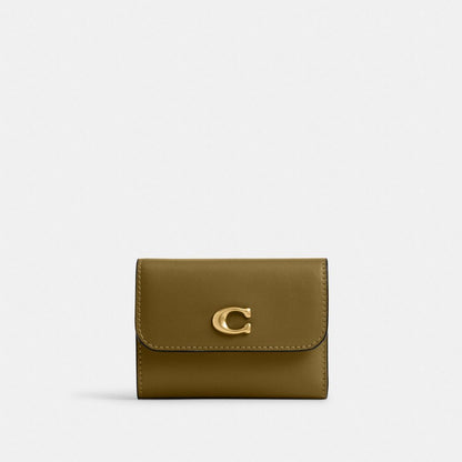 Coach Essential Card Holder Wallet Brass Muted Olive