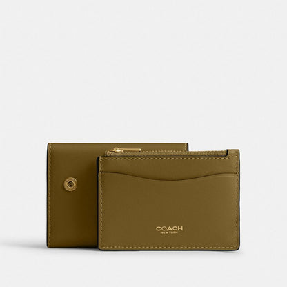 Coach Essential Card Holder Wallet Brass Muted Olive