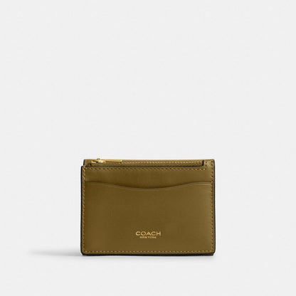 Coach Essential Card Holder Wallet Brass Muted Olive