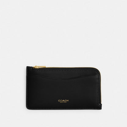 Coach New York Zip Card Case Brass Black