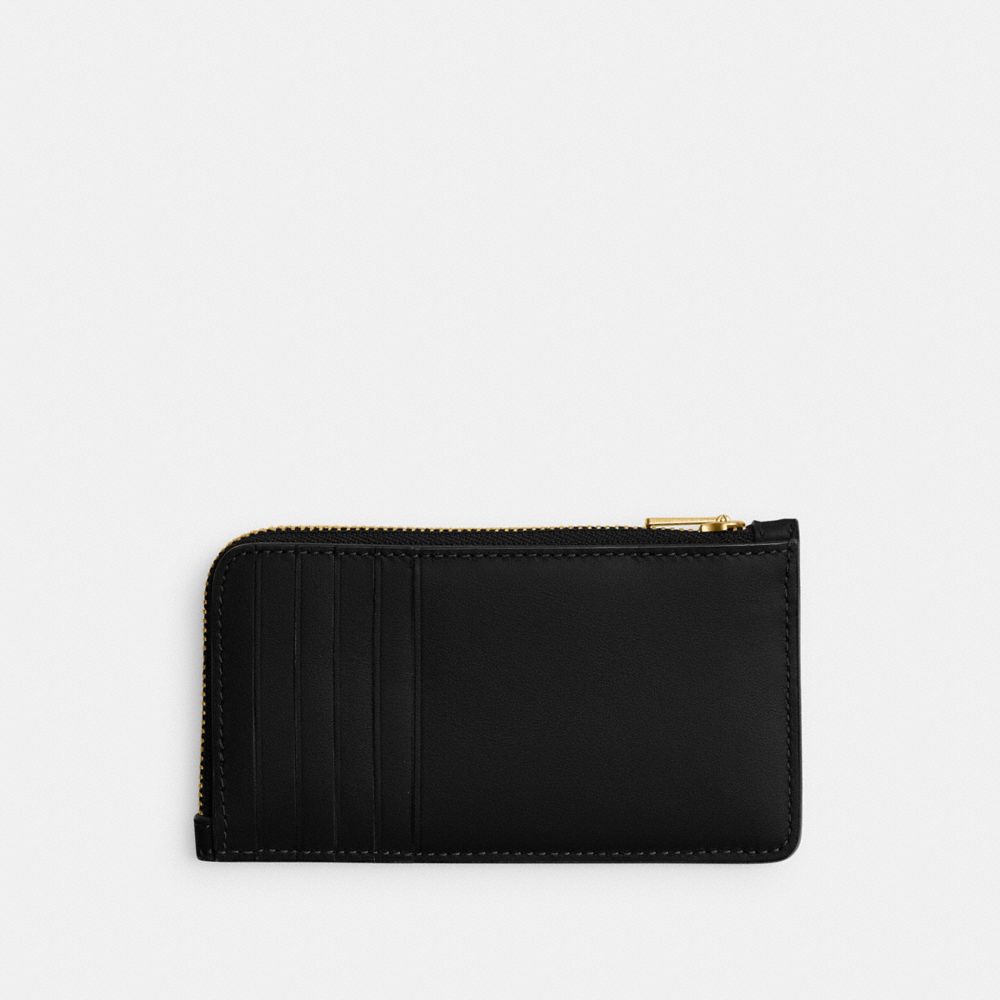 Coach New York Zip Card Case Brass Black