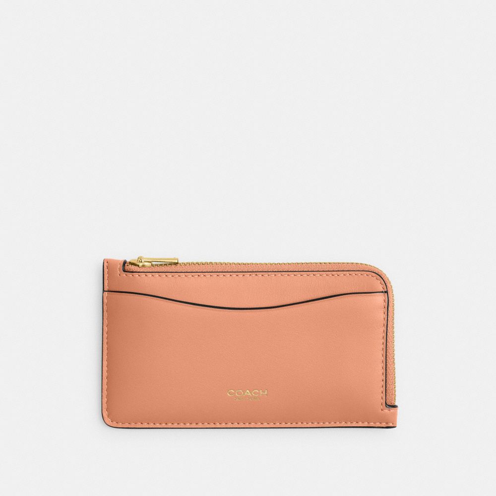 Coach New York Zip Card Case Brass Peach