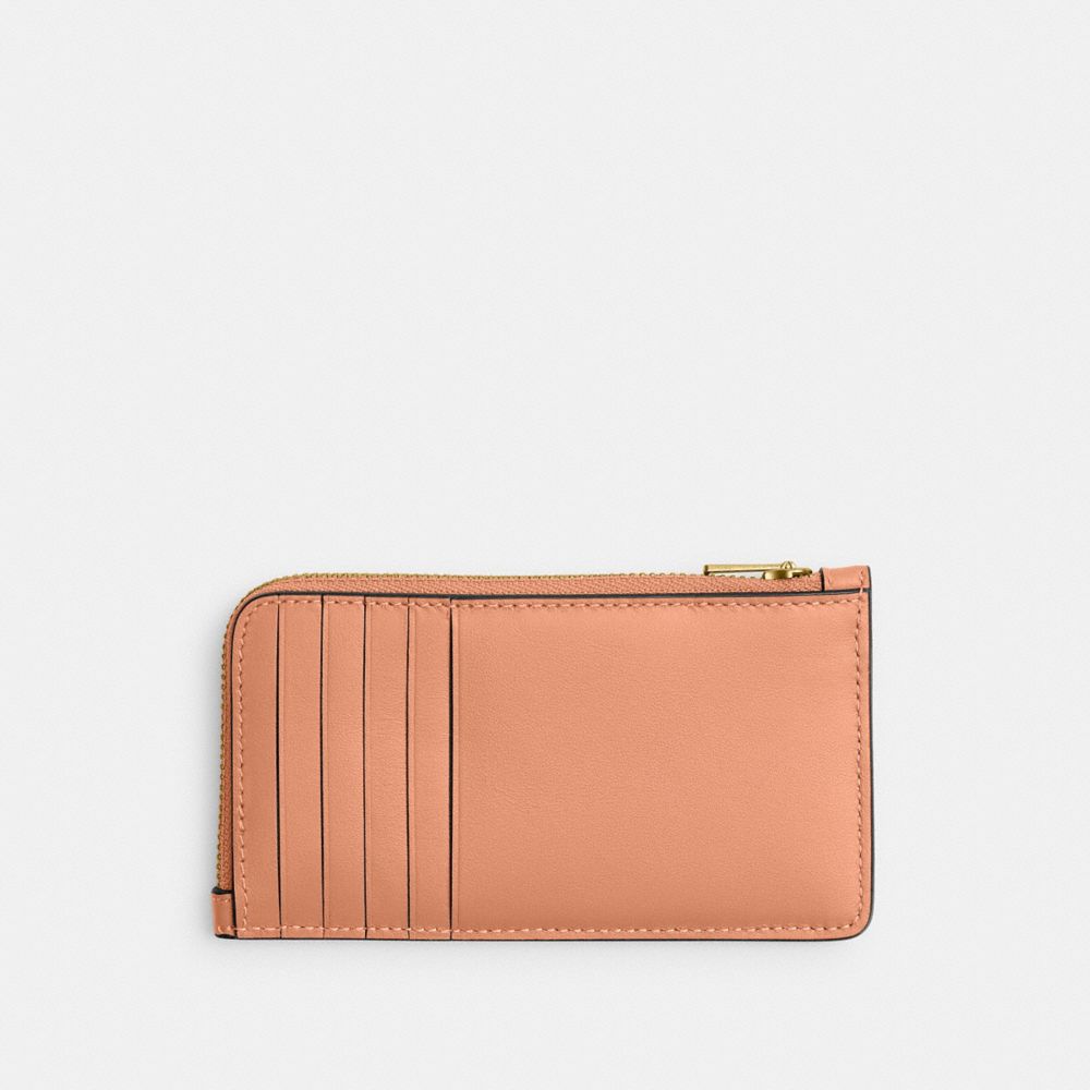 Coach New York Zip Card Case Brass Peach