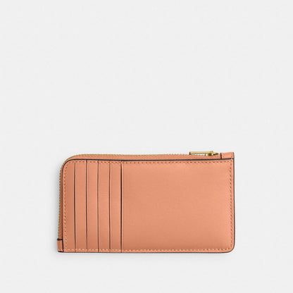 Coach New York Zip Card Case Brass Peach