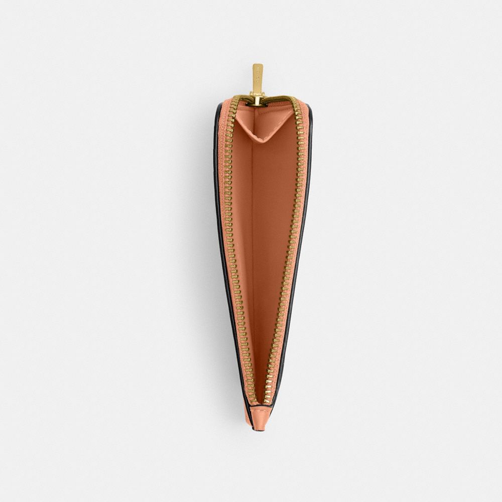 Coach New York Zip Card Case Brass Peach