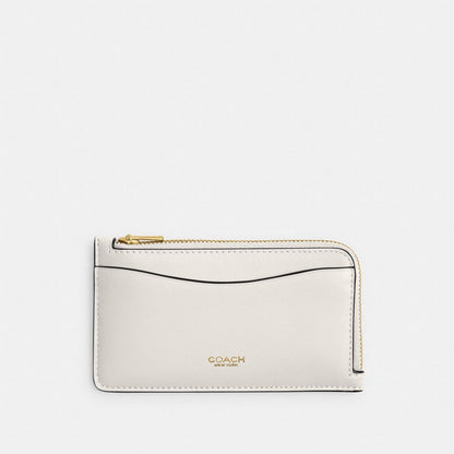 Coach New York Zip Card Case Brass Chalk