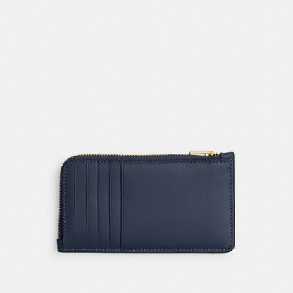 Coach New York Zip Card Case Brass Navy