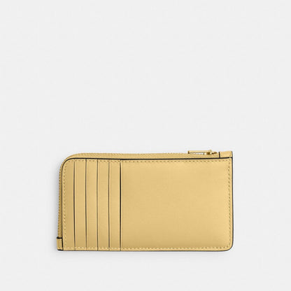 Coach New York Zip Card Case Brass Vanilla