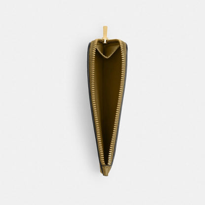 Coach New York Zip Card Case Brass Muted Olive
