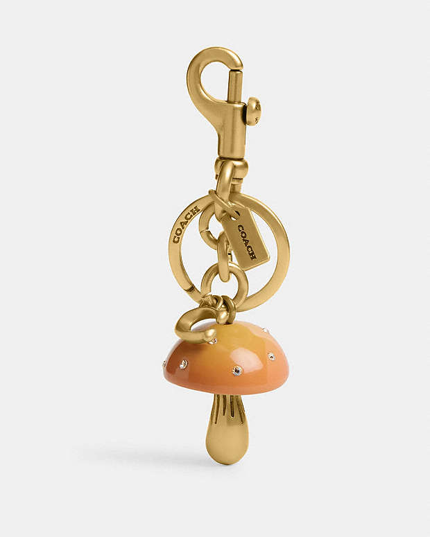 Mushroom Bag Charm Resin-Brass-Mustard Resin-Brass-Mustard