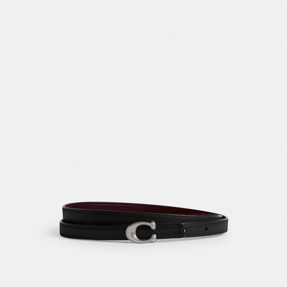 Coach Sculpted Signature Buckle Reversible Belt, 13 Mm Silver Black Merlot