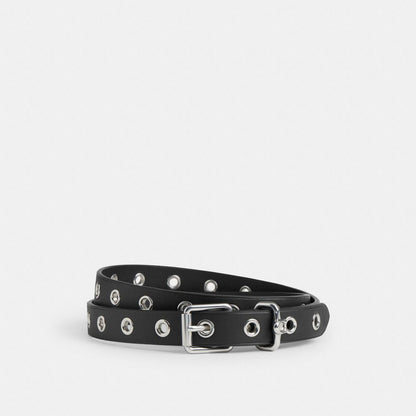 Coach Roller Buckle Belt, 25 Mm Silver Black