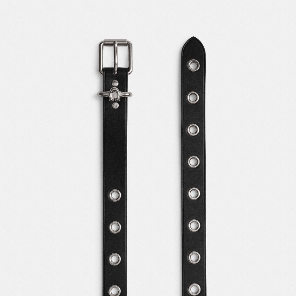 Coach Roller Buckle Belt, 25 Mm Silver Black