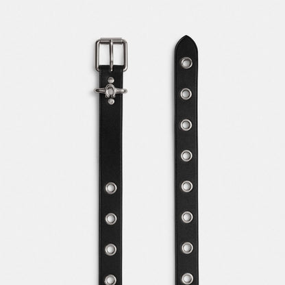 Coach Roller Buckle Belt, 25 Mm Silver Black