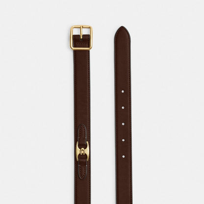 Coach Classic Buckle Belt With Hip Detail, 25 Mm Brass Maple