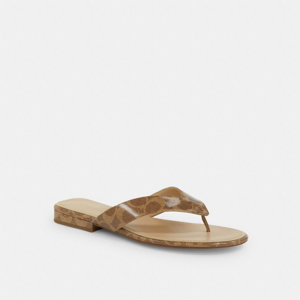 Coach Bridgette Sandal In Signature Canvas Tan