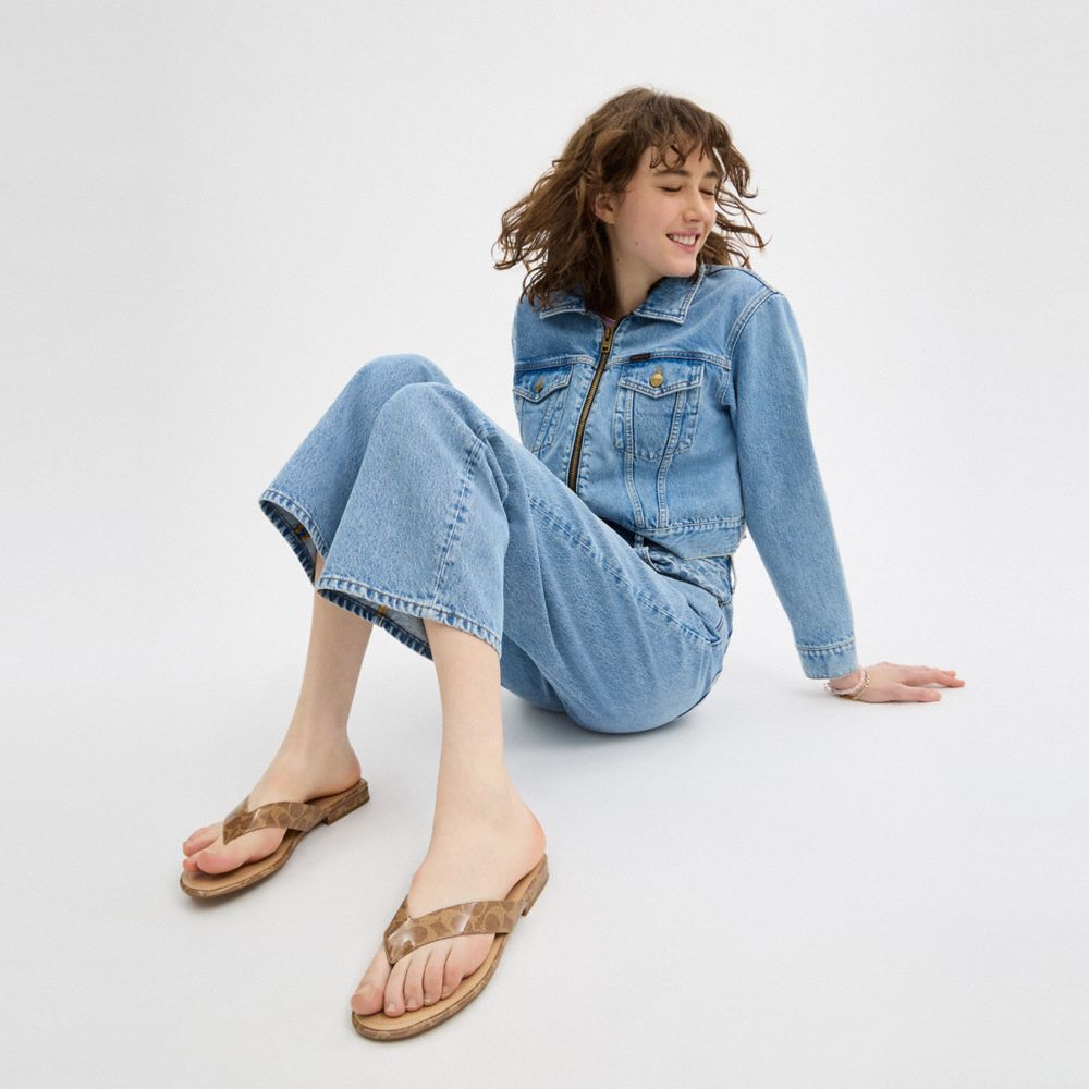 Coach Bridgette Sandal In Signature Canvas Tan