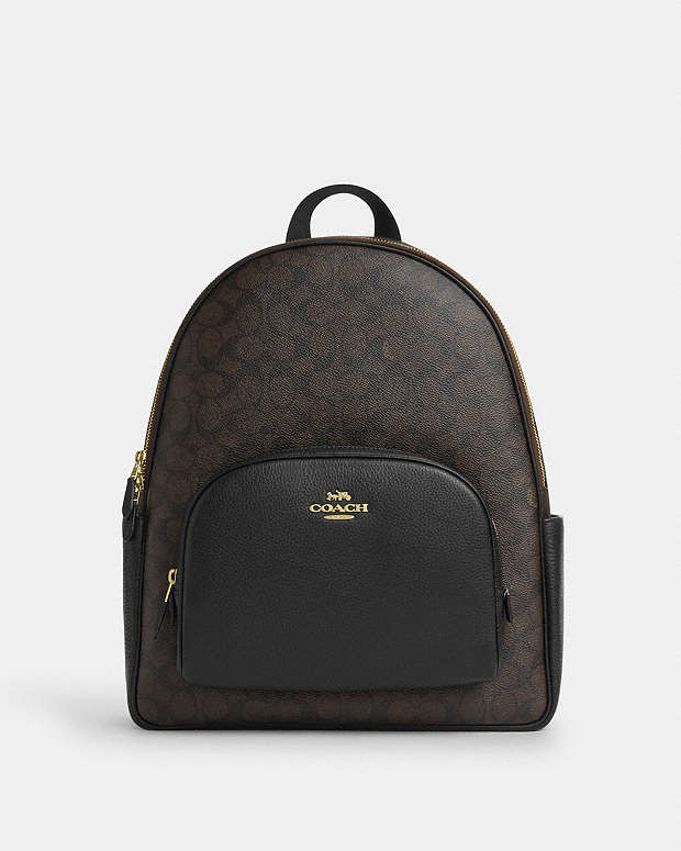 Large Court Backpack In Signature Canvas Signature Canvas-Gold-Walnut-Black Signature Canvas-Gold-Walnut-Black