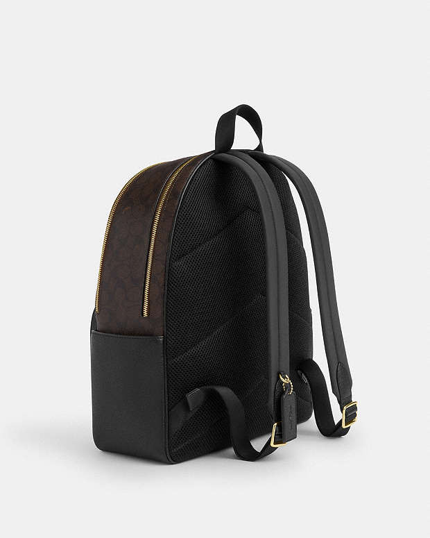 Large Court Backpack In Signature Canvas Signature Canvas-Gold-Walnut-Black Signature Canvas-Gold-Walnut-Black