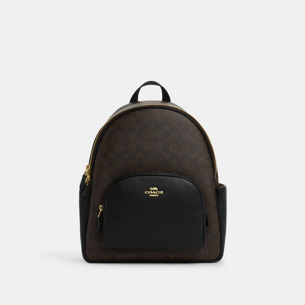 Court Backpack In Signature Canvas Signature Canvas-Gold-Walnut-Black Signature Canvas-Gold-Walnut-Black