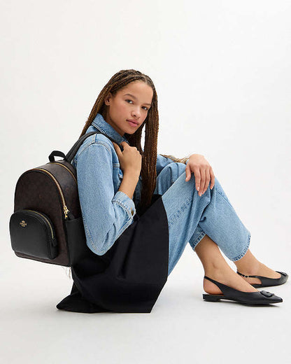 Court Backpack In Signature Canvas Signature Canvas-Gold-Walnut-Black Signature Canvas-Gold-Walnut-Black