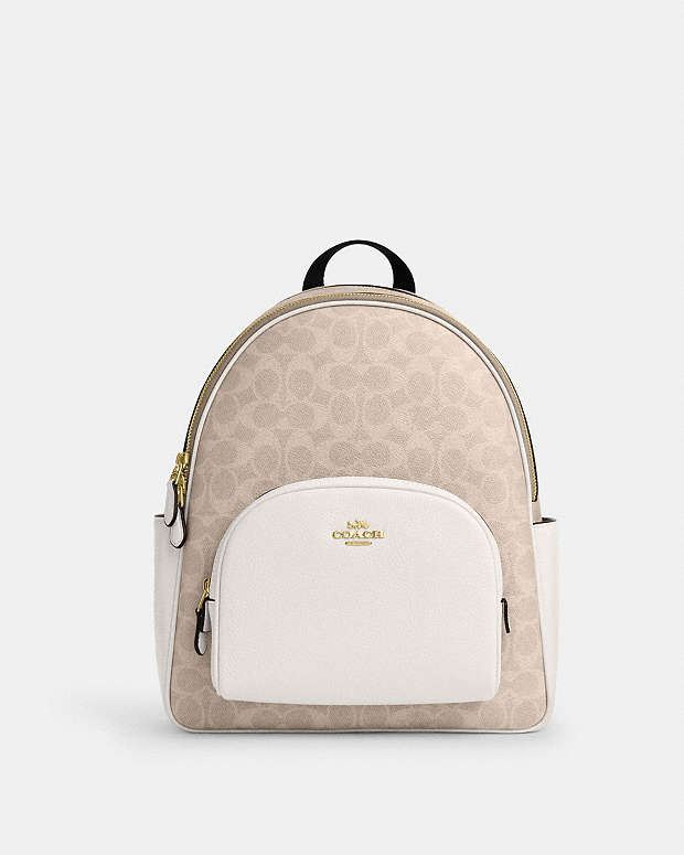 Court Backpack In Signature Canvas Signature Canvas-Gold-Sand-Chalk Signature Canvas-Gold-Sand-Chalk