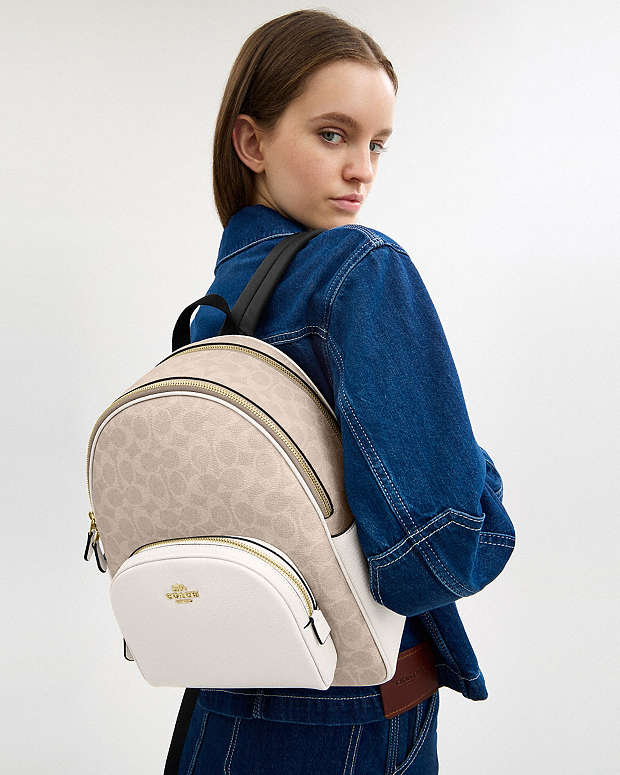 Court Backpack In Signature Canvas Signature Canvas-Gold-Sand-Chalk Signature Canvas-Gold-Sand-Chalk