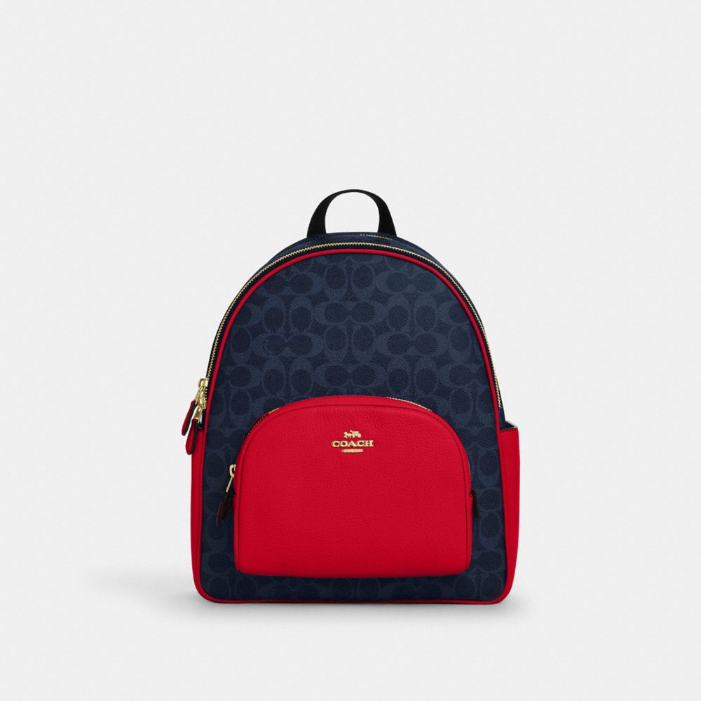 Court Backpack In Signature Canvas Signature Canvas-Im-Denim-Bold Red Signature Canvas-Im-Denim-Bold Red