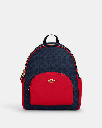 Court Backpack In Signature Canvas Signature Canvas-Im-Denim-Bold Red Signature Canvas-Im-Denim-Bold Red