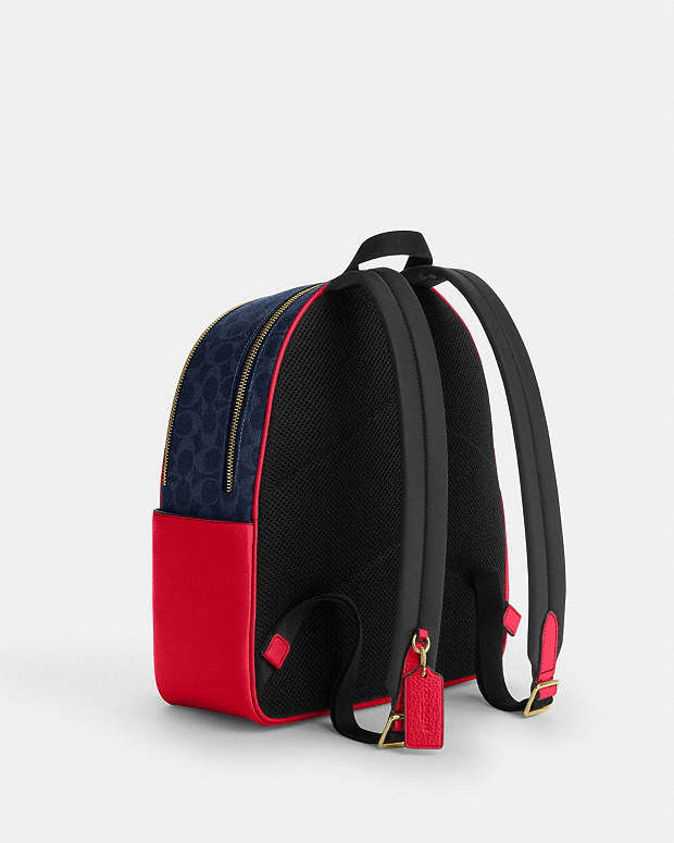Court Backpack In Signature Canvas Signature Canvas-Im-Denim-Bold Red Signature Canvas-Im-Denim-Bold Red