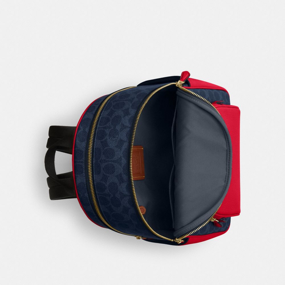 Court Backpack In Signature Canvas Signature Canvas-Im-Denim-Bold Red Signature Canvas-Im-Denim-Bold Red
