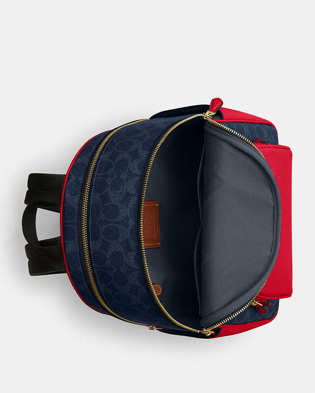 Court Backpack In Signature Canvas Signature Canvas-Im-Denim-Bold Red Signature Canvas-Im-Denim-Bold Red